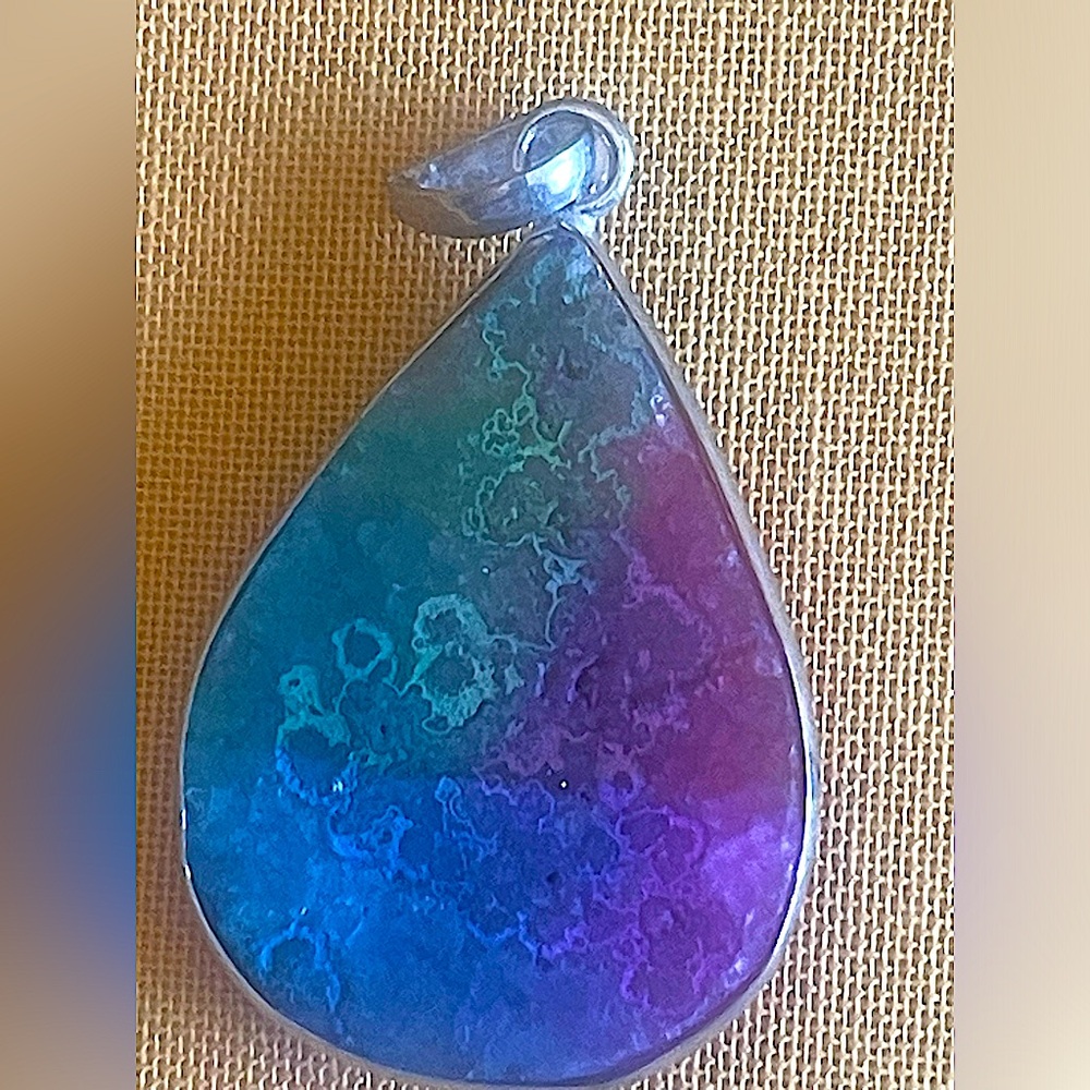 Rainbow solar quartz sterling silver plated necklace India colorful